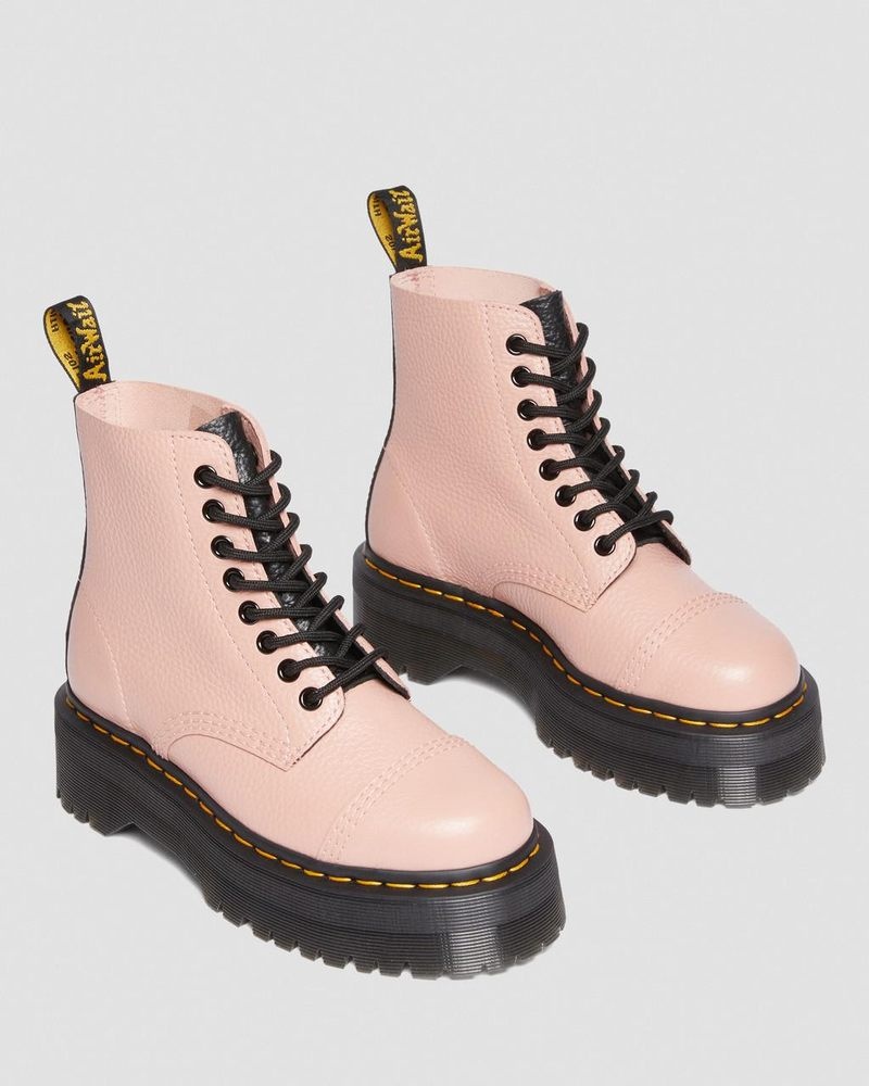 Dr Martin Martens Sinclair Milled Nappa Leather Platform Boots (Milled Nappa) Platforms Boots Peach Beige | MB08-H1RB