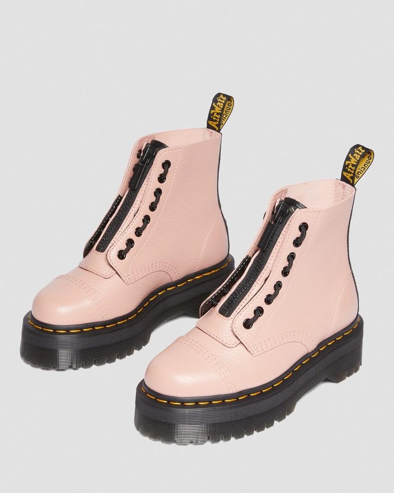 Dr Martin Martens Sinclair Milled Nappa Leather Platform Boots (Milled Nappa) Platforms Boots Peach Beige | MB08-H1RB