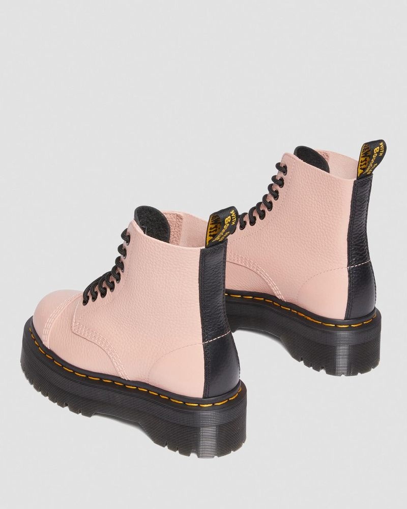 Dr Martin Martens Sinclair Milled Nappa Leather Platform Boots (Milled Nappa) Platforms Boots Peach Beige | MB08-H1RB