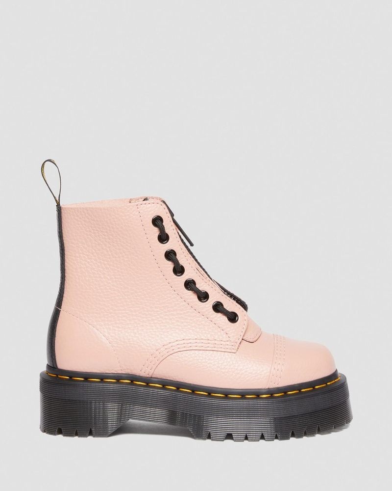 Dr Martin Martens Sinclair Milled Nappa Leather Platform Boots (Milled Nappa) Platforms Boots Peach Beige | MB08-H1RB