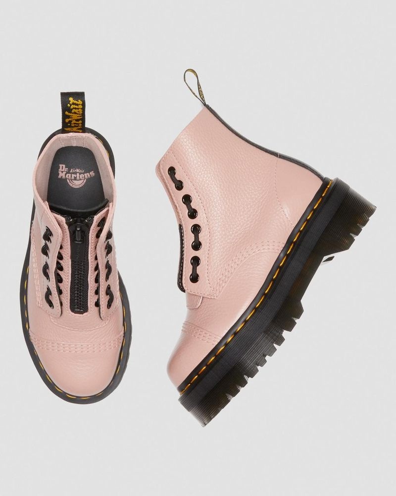 Dr Martin Martens Sinclair Milled Nappa Leather Platform Boots (Milled Nappa) Platforms Boots Peach Beige | MB08-H1RB