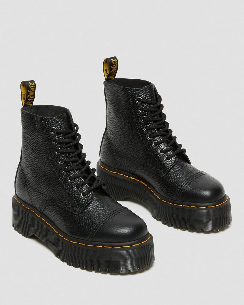 Dr Martin Martens Sinclair Milled Nappa Leather Platform Boots (Milled Nappa) Platforms Boots Black | MI92-A5UZ