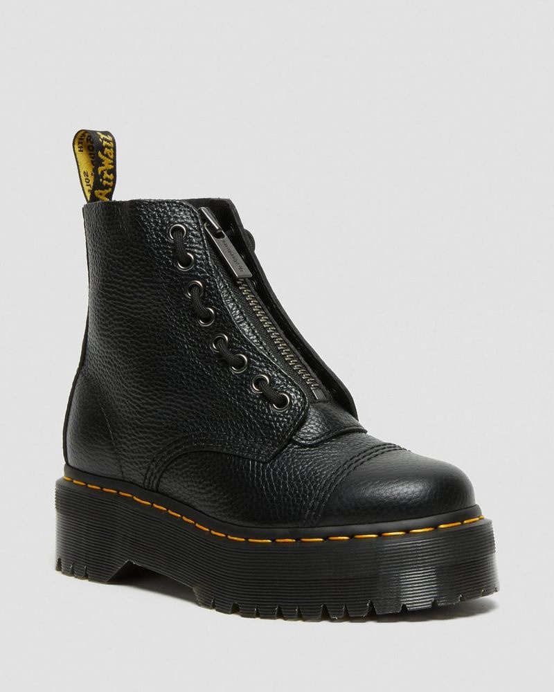 Dr Martin Martens Sinclair Milled Nappa Leather Platform Boots (Milled Nappa) Platforms Boots Black | MI92-A5UZ