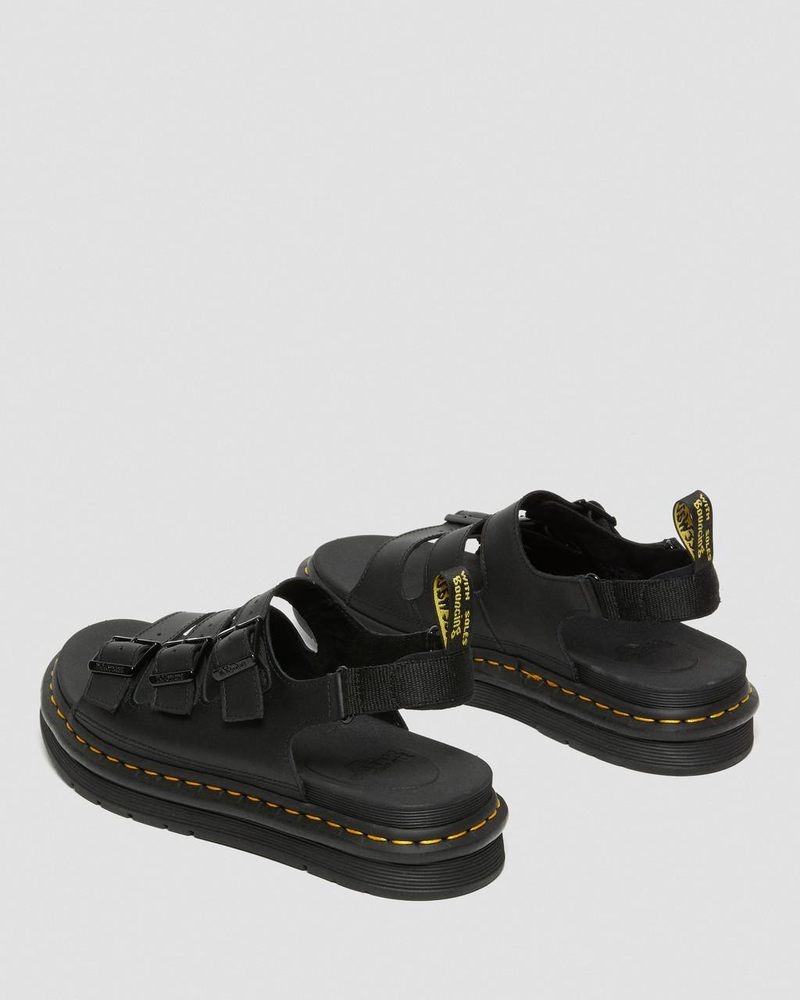 Dr Martin Martens Soloman Men's Leather Strap Sandals (Hydro Leather) Sandals Black | FD78-R5XG