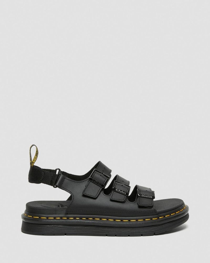 Dr Martin Martens Soloman Men's Leather Strap Sandals (Hydro Leather) Sandals Black | FD78-R5XG