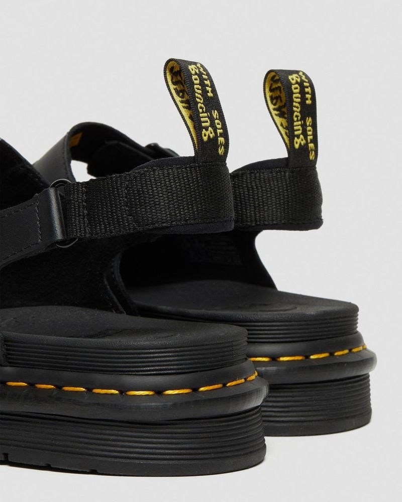 Dr Martin Martens Soloman Men's Leather Strap Sandals (Hydro Leather) Sandals Black | FD78-R5XG