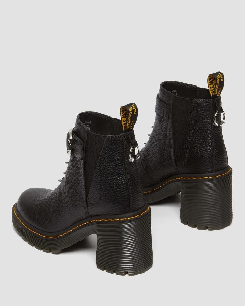 Dr Martin Martens Spence Piercing Leather Flared Heel Chelsea Boots (Milled Nappa) Platforms Boots Black | TP85-F9TQ