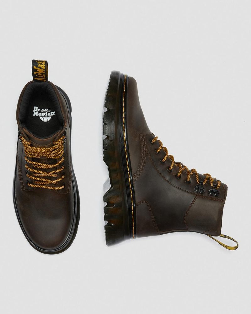 Dr Martin Martens Tarik Crazy Horse Leather Utility Boots (Crazy Horse) Boots Dark Brown | ZW92-K0PN