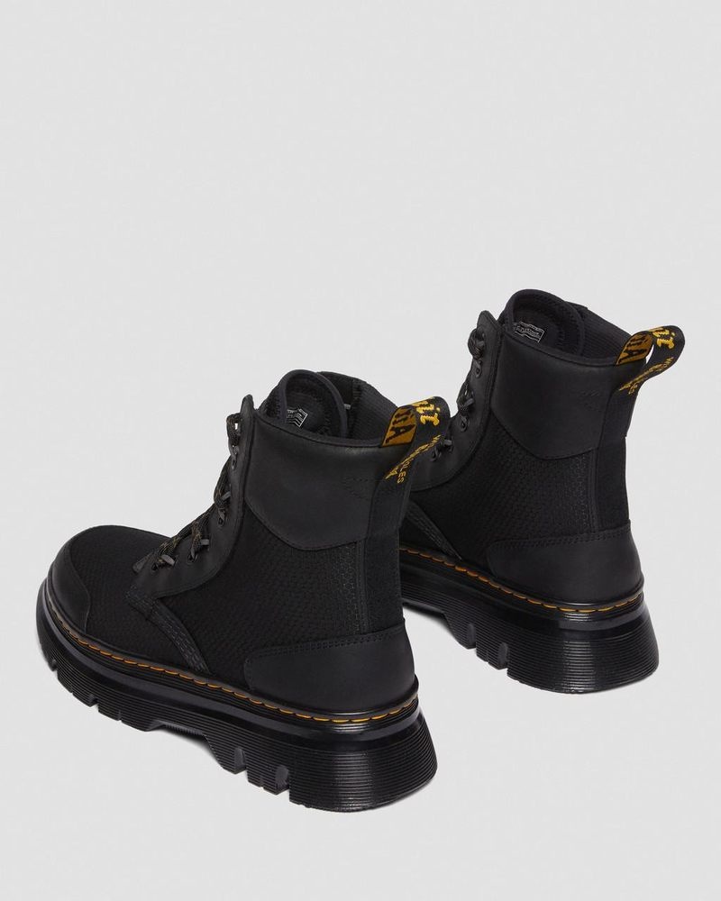 Dr Martin Martens Tarik Leather & Nylon Utility Boots (Waxed Full Grain+Hydro+ Recycled Nylon Ripstop) Boots Black | HG46-H4GG