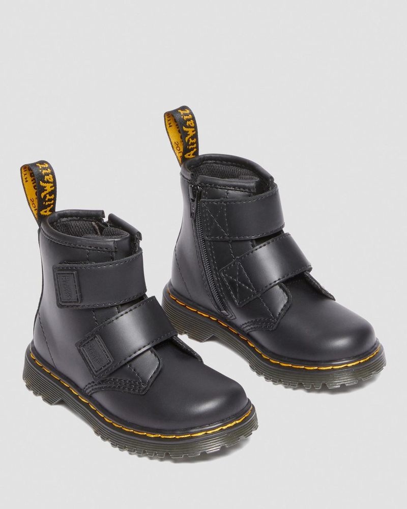 Dr Martin Martens Toddler 1460 Double Strap Leather Boots (Romario) Boots Black | JQ42-K0EZ