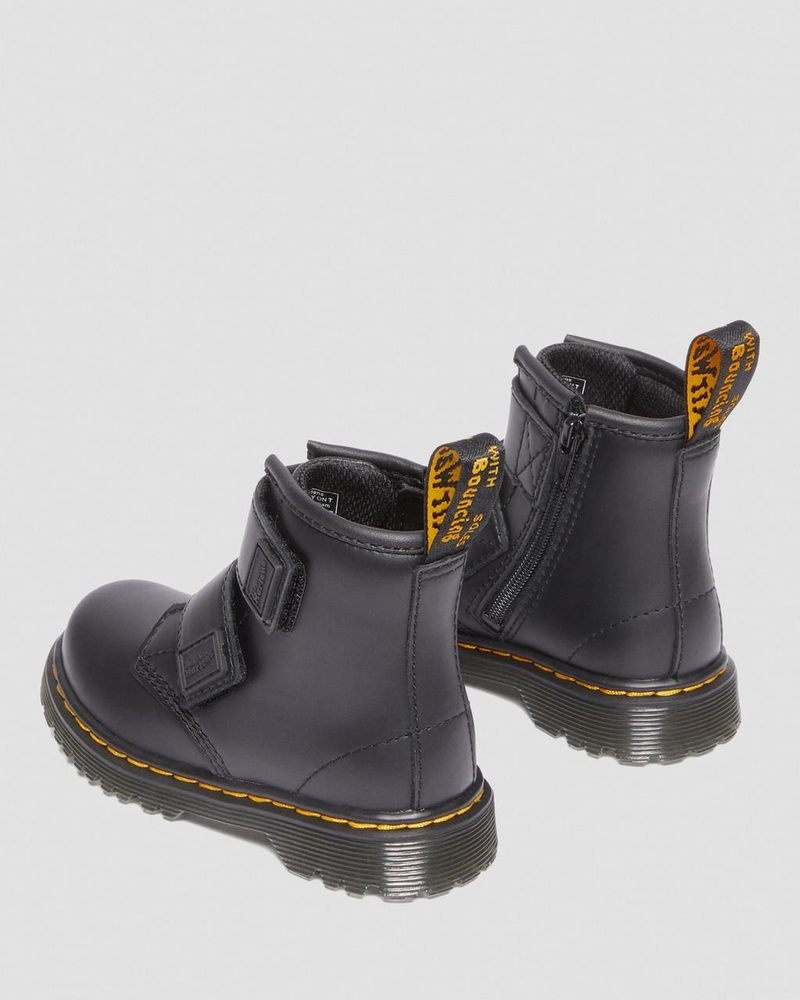 Dr Martin Martens Toddler 1460 Double Strap Leather Boots (Romario) Boots Black | JQ42-K0EZ