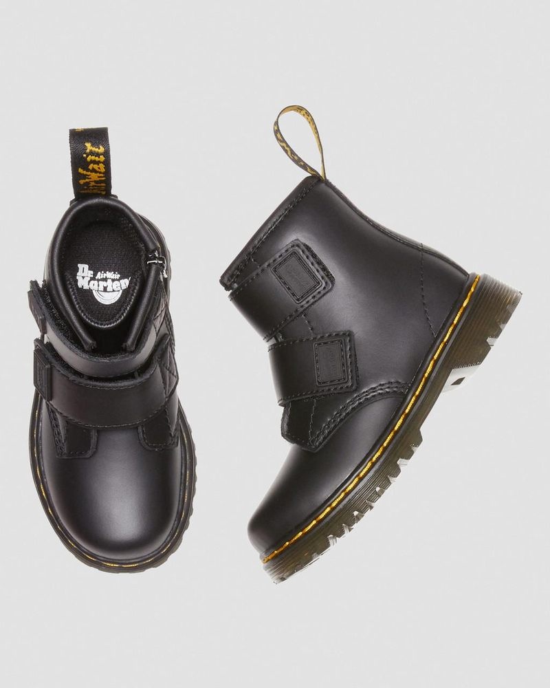 Dr Martin Martens Toddler 1460 Double Strap Leather Boots (Romario) Boots Black | JQ42-K0EZ