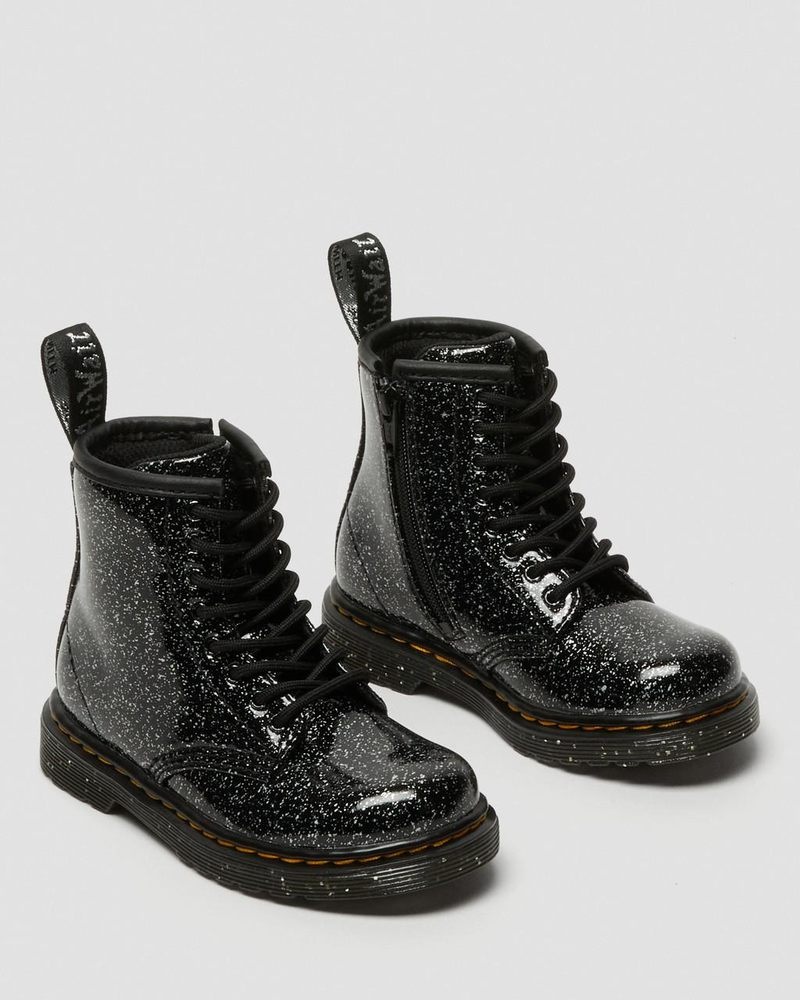 Dr Martin Martens Toddler 1460 Glitter Lace Up Boots (Cosmic Glitter) Boots Black | RO28-K6UR