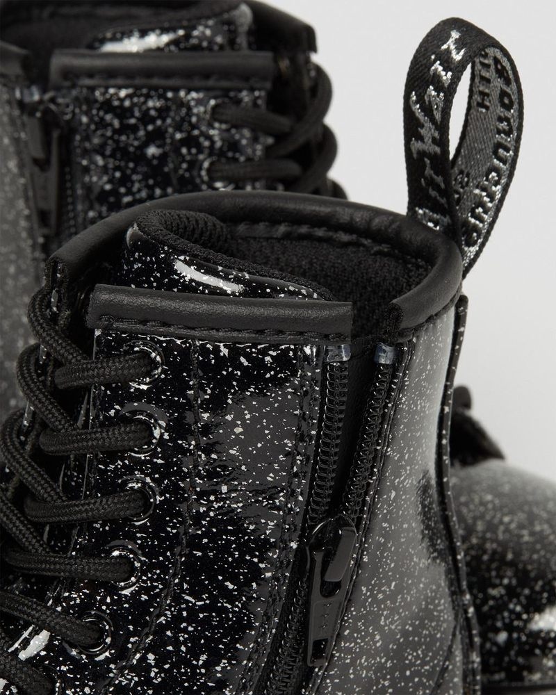 Dr Martin Martens Toddler 1460 Glitter Lace Up Boots (Cosmic Glitter) Boots Black | RO28-K6UR