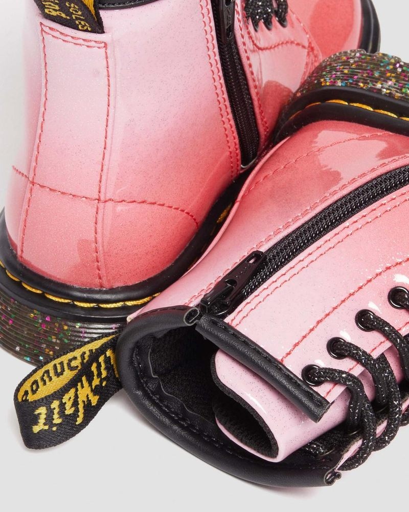 Dr Martin Martens Toddler 1460 Gradient Glitter Leather Lace Up Boots Boots Pink | EE37-S3OP