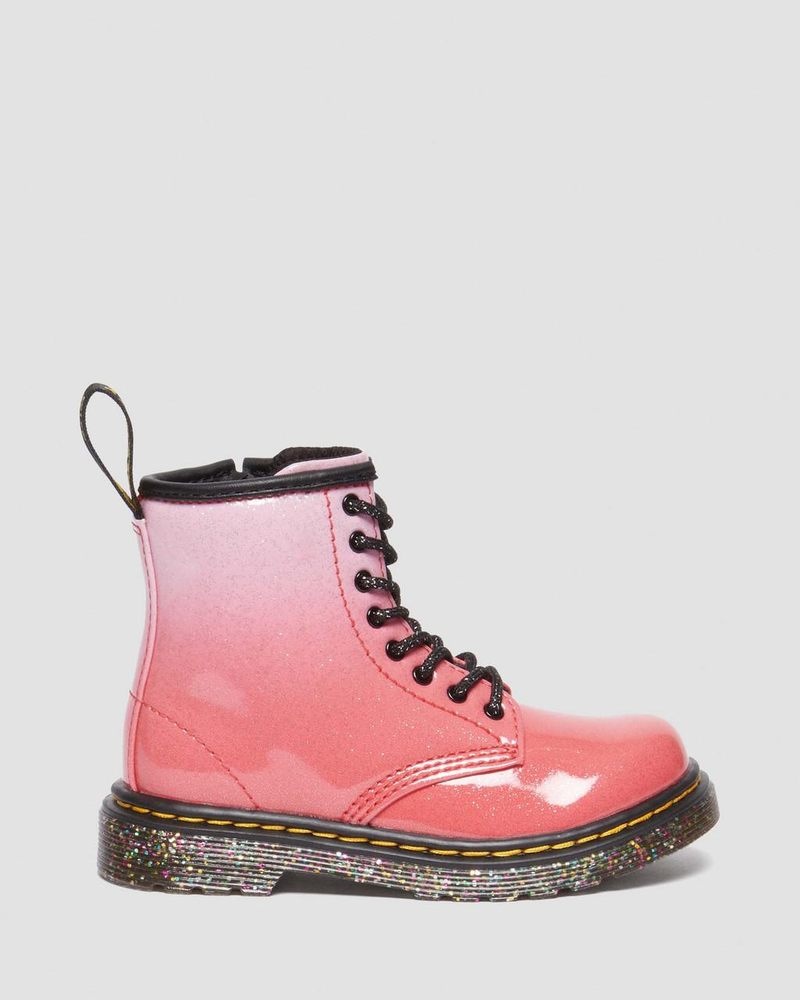 Dr Martin Martens Toddler 1460 Gradient Glitter Leather Lace Up Boots Boots Pink | EE37-S3OP