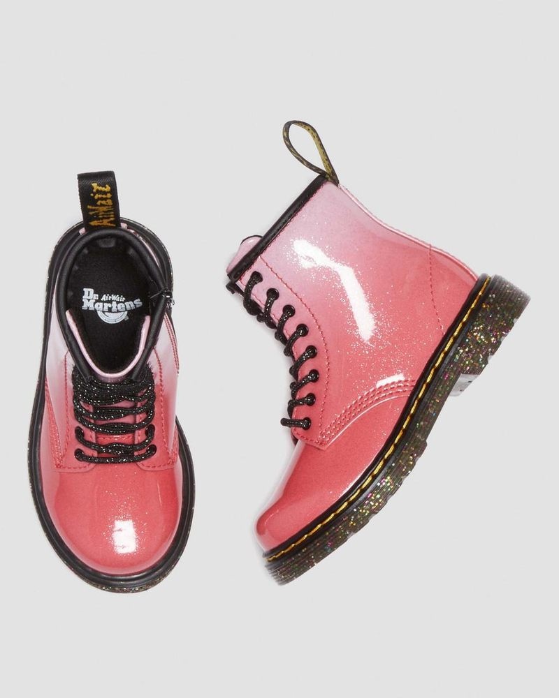 Dr Martin Martens Toddler 1460 Gradient Glitter Leather Lace Up Boots Boots Pink | EE37-S3OP