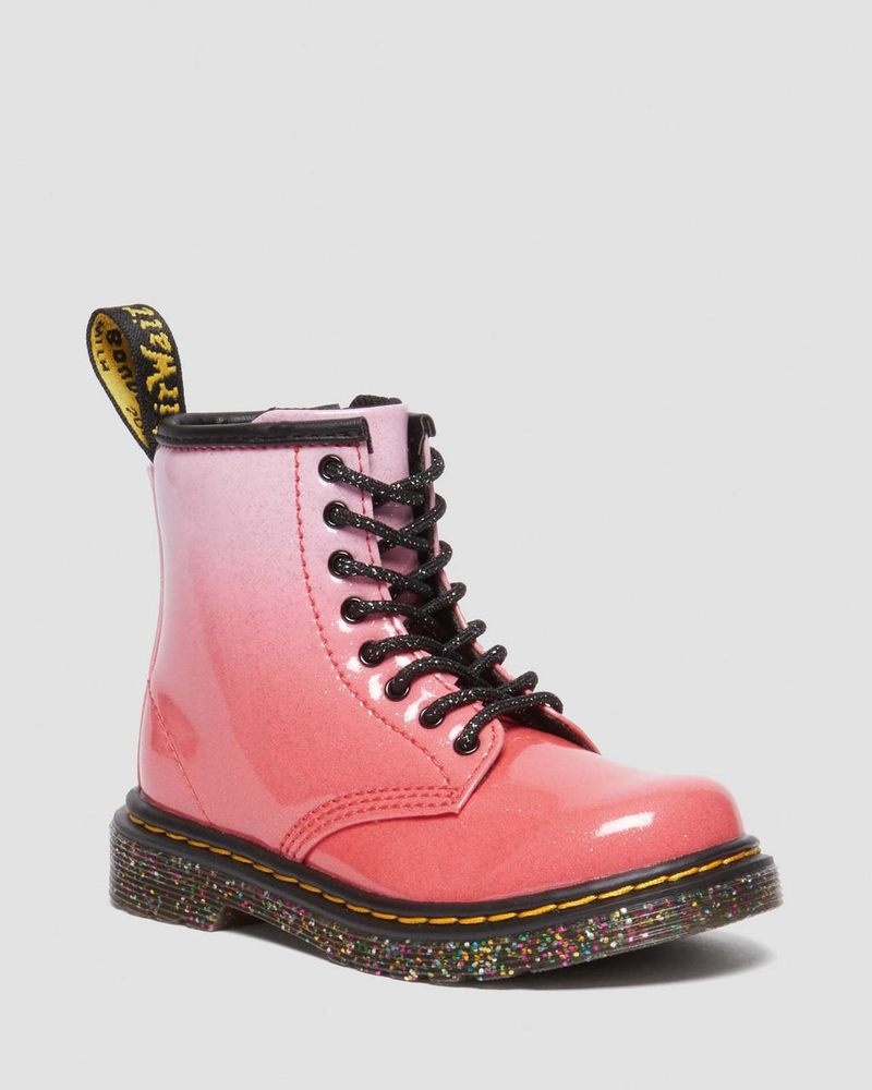 Dr Martin Martens Toddler 1460 Gradient Glitter Leather Lace Up Boots Boots Pink | EE37-S3OP