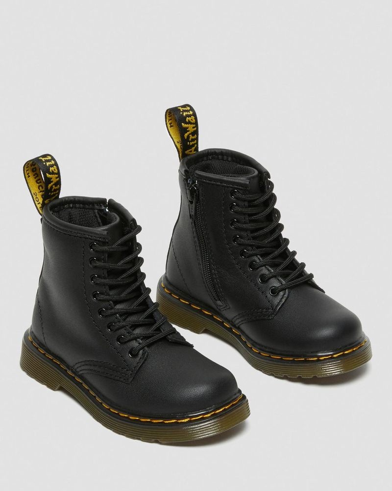 Dr Martin Martens Toddler 1460 Softy T Leather Lace Up Boots (Softy T) Boots Black | MY30-K9YM