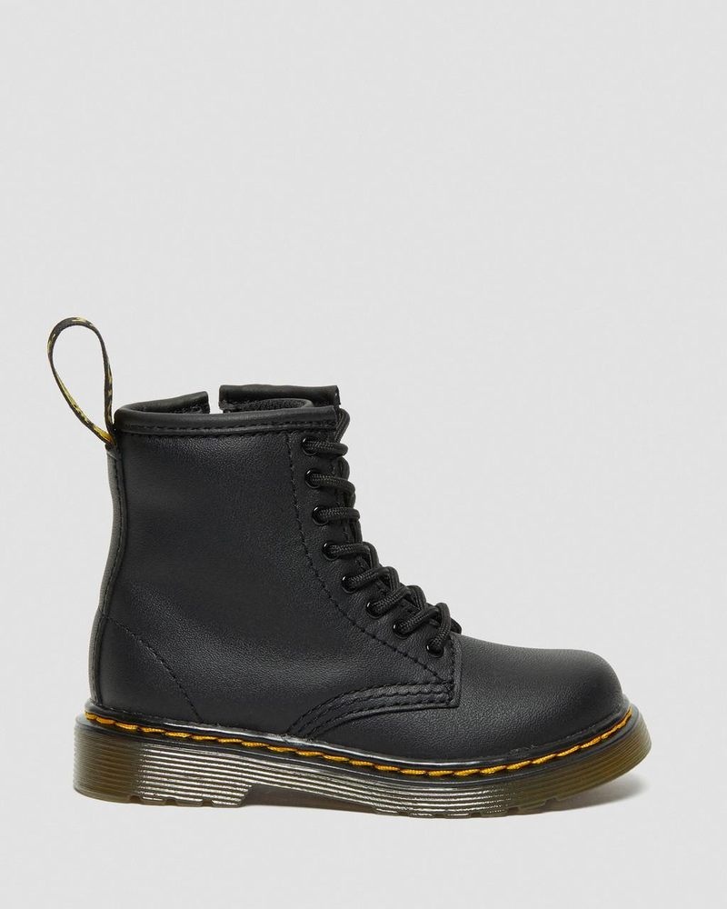 Dr Martin Martens Toddler 1460 Softy T Leather Lace Up Boots (Softy T) Boots Black | MY30-K9YM