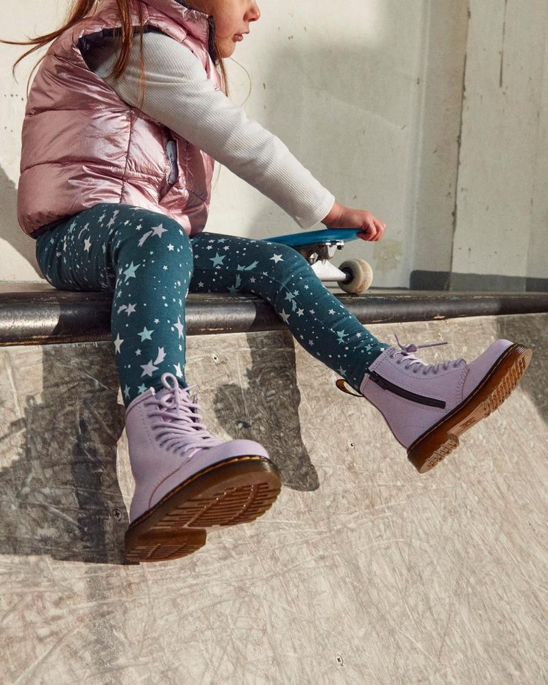 Dr Martin Martens Toddler 1460 Softy T Leather Lace Up Boots (Softy T) Boots Lilac | WS72-A7GQ