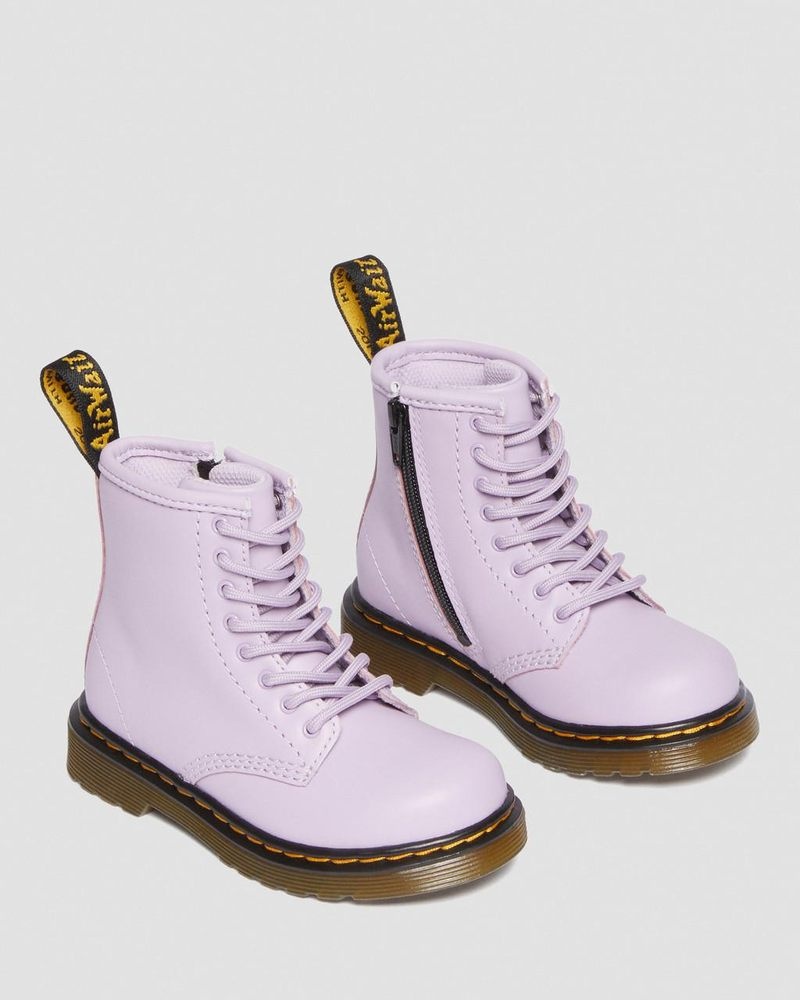 Dr Martin Martens Toddler 1460 Softy T Leather Lace Up Boots (Softy T) Boots Lilac | WS72-A7GQ