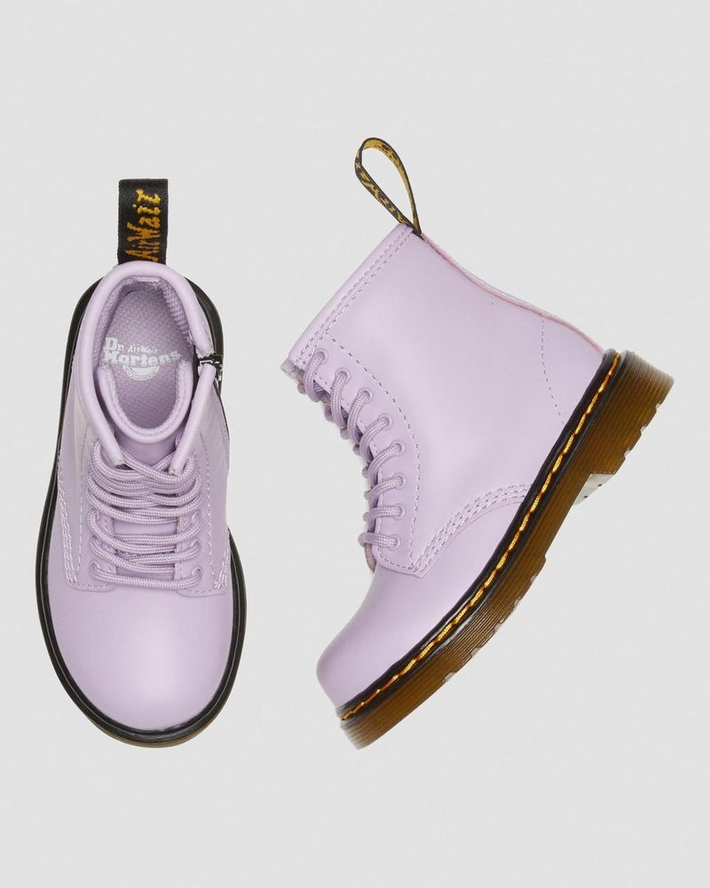 Dr Martin Martens Toddler 1460 Softy T Leather Lace Up Boots (Softy T) Boots Lilac | WS72-A7GQ