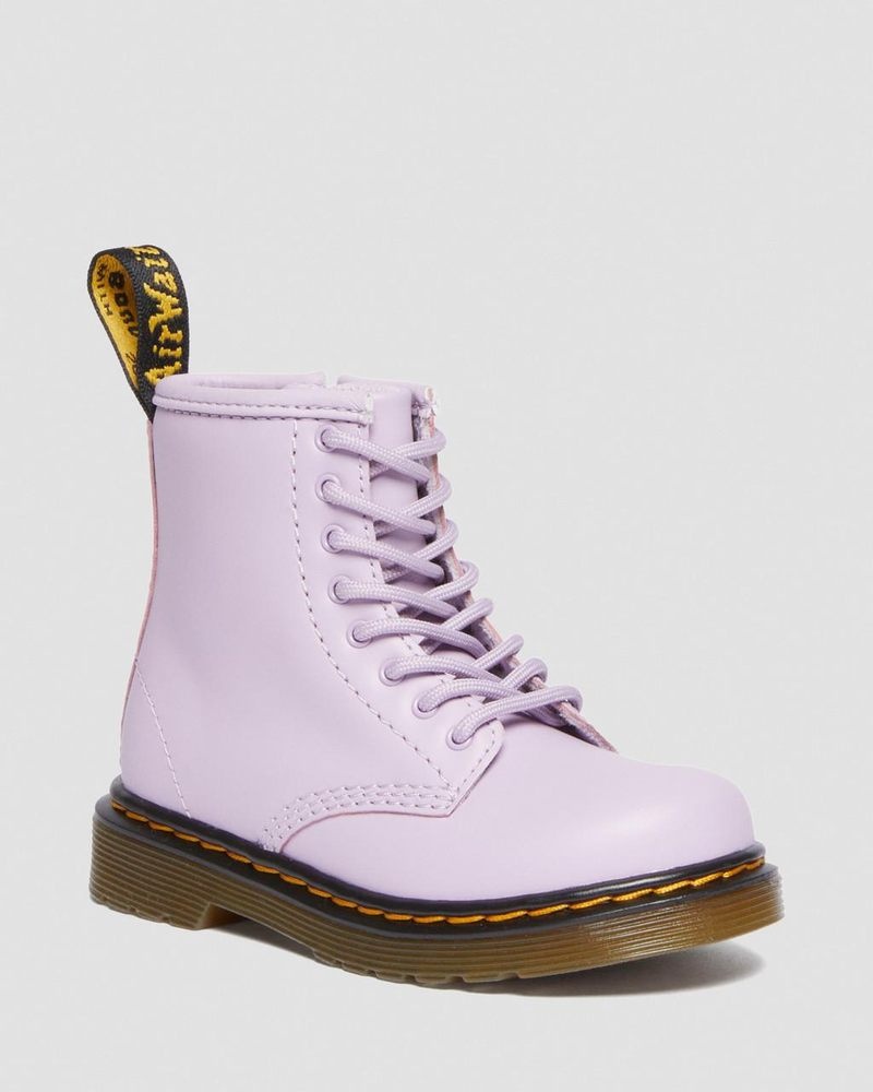 Dr Martin Martens Toddler 1460 Softy T Leather Lace Up Boots (Softy T) Boots Lilac | WS72-A7GQ