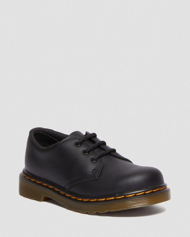 Dr Martin Martens Toddler 1461 Softy T Leather Oxford Shoes (Softy T) Shoes Black | UD66-B8PO