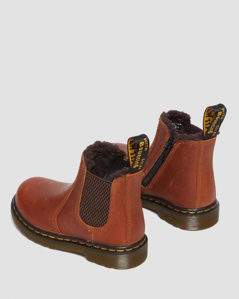 Dr Martin Martens Toddler 2976 Faux Fur Lined Chelsea Boots (Republic Waterproof) Boots Light Brown | BE74-U0MR