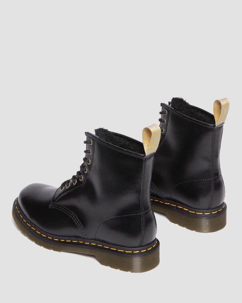 Dr Martin Martens Vegan 1460 Faux Fur Lined Lace Up Boots (Norfolk Vegan) Boots Black | RY01-G3WD