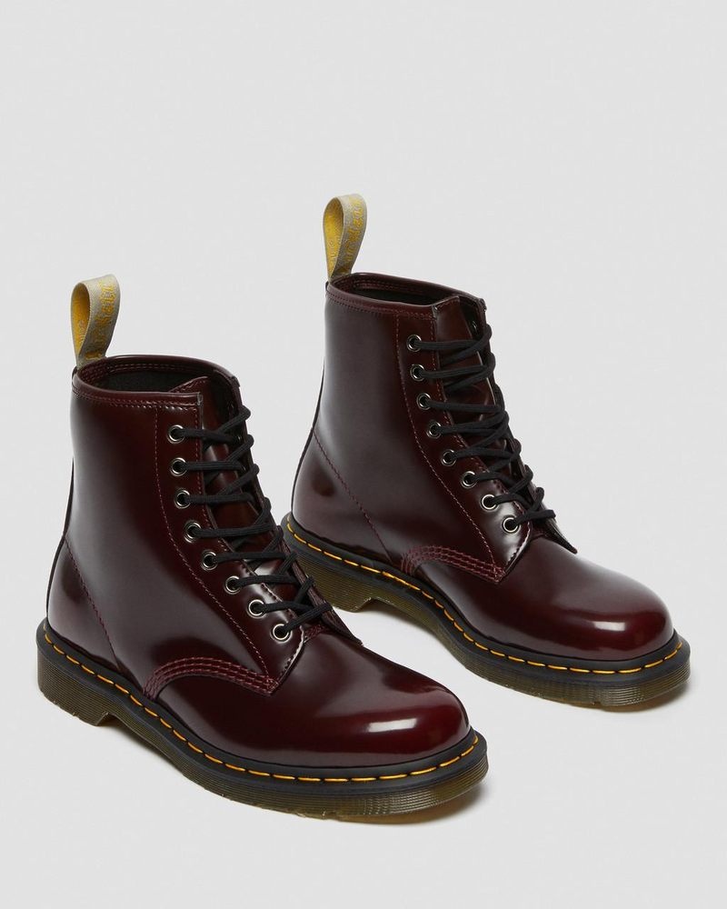 Dr Martin Martens Vegan 1460 Lace Up Boots (Oxford Rub Off) Boots Cherry Red | EU17-I9CP