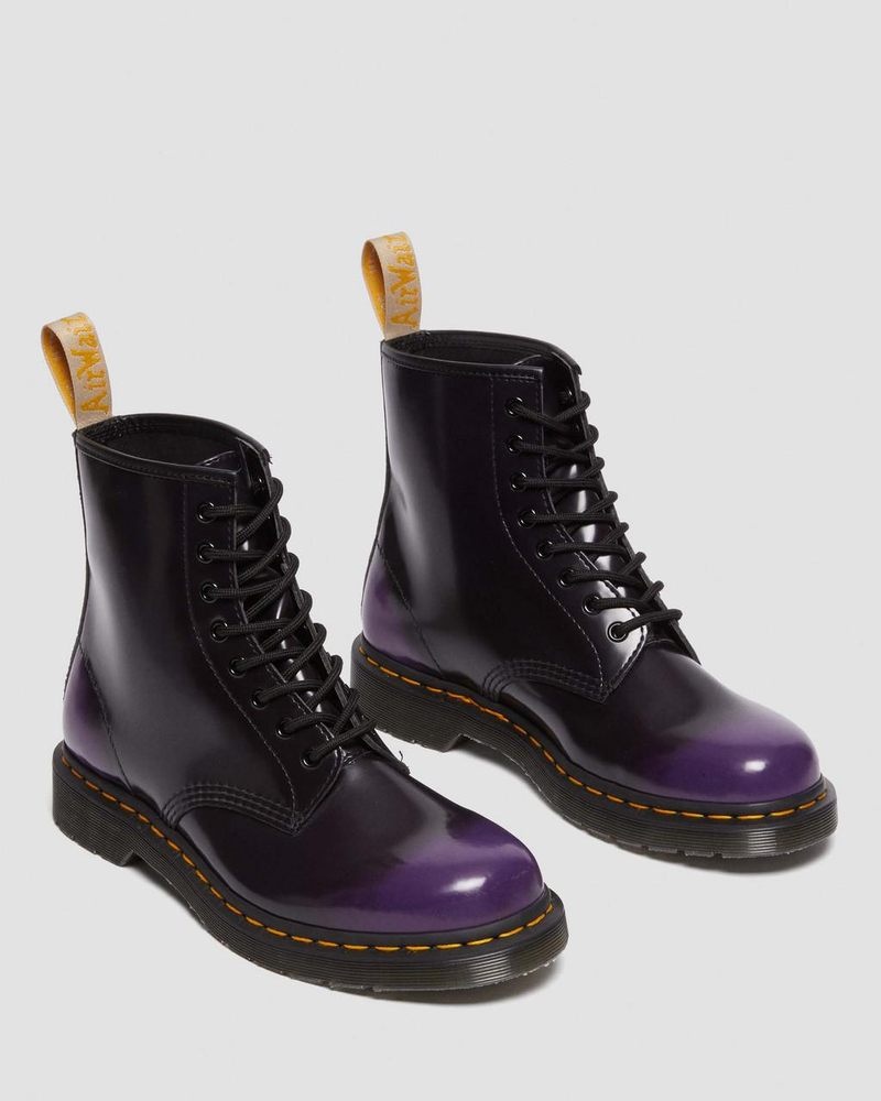 Dr Martin Martens Vegan 1460 Lace Up Boots (Oxford Rub Off) Boots Black/rich Purple | HD15-K5TF