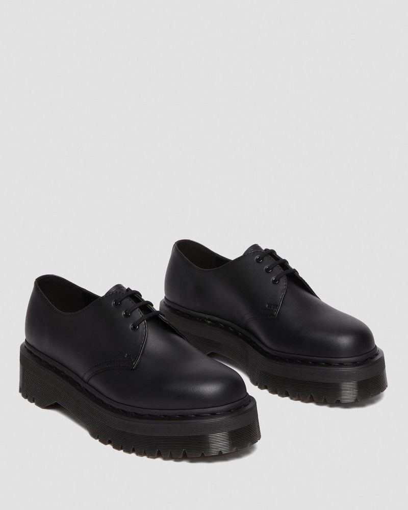 Dr Martin Martens Vegan 1461 Mono Felix Platform Shoes (Felix Rub Off) Platforms Shoes Black | QJ50-S4AU