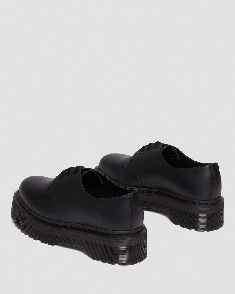 Dr Martin Martens Vegan 1461 Mono Felix Platform Shoes (Felix Rub Off) Platforms Shoes Black | QJ50-S4AU