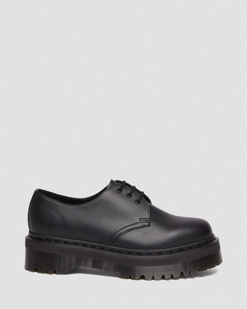 Dr Martin Martens Vegan 1461 Mono Felix Platform Shoes (Felix Rub Off) Platforms Shoes Black | QJ50-S4AU