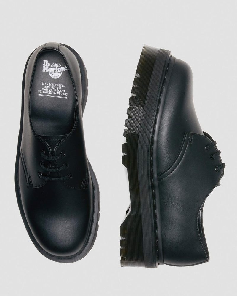 Dr Martin Martens Vegan 1461 Mono Felix Platform Shoes (Felix Rub Off) Platforms Shoes Black | QJ50-S4AU