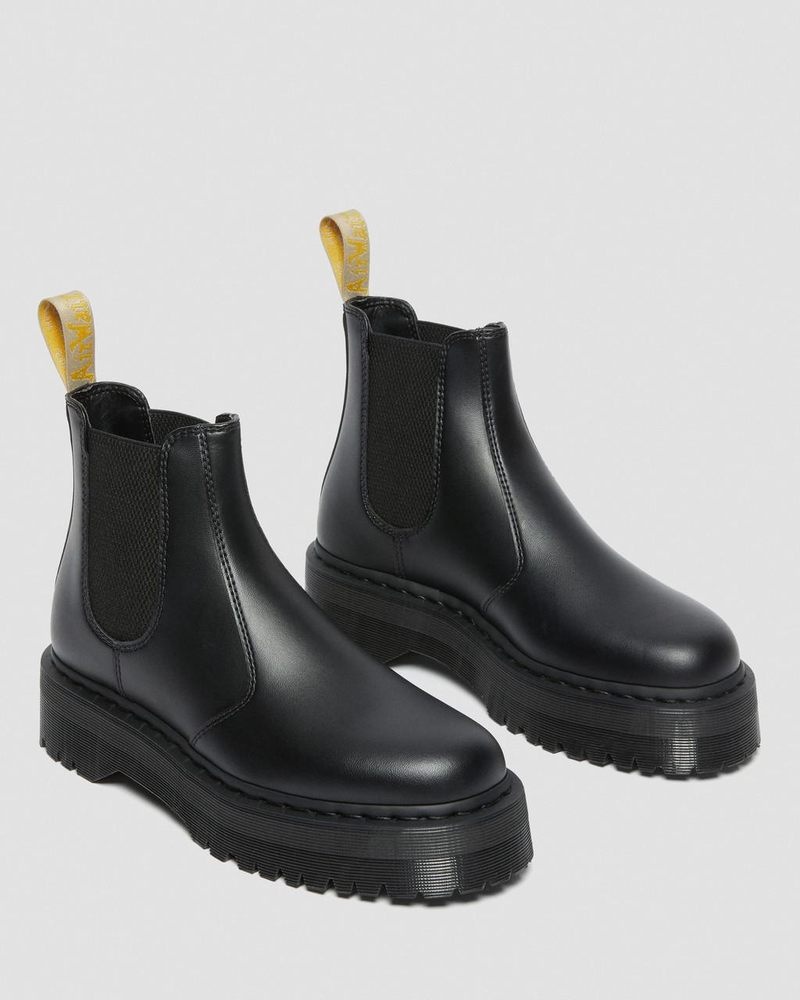 Dr Martin Martens Vegan 2976 Felix Platform Chelsea Boots (Felix Rub Off) Platforms Boots Black | PT27-E1CO