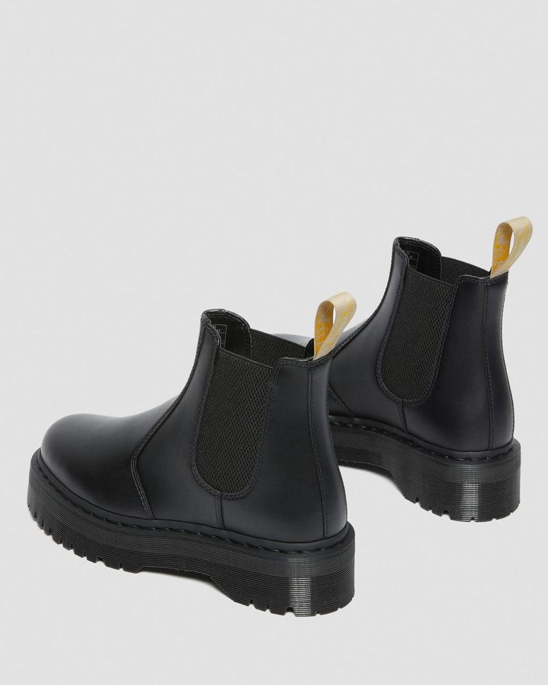 Dr Martin Martens Vegan 2976 Felix Platform Chelsea Boots (Felix Rub Off) Platforms Boots Black | YD15-Q6KD