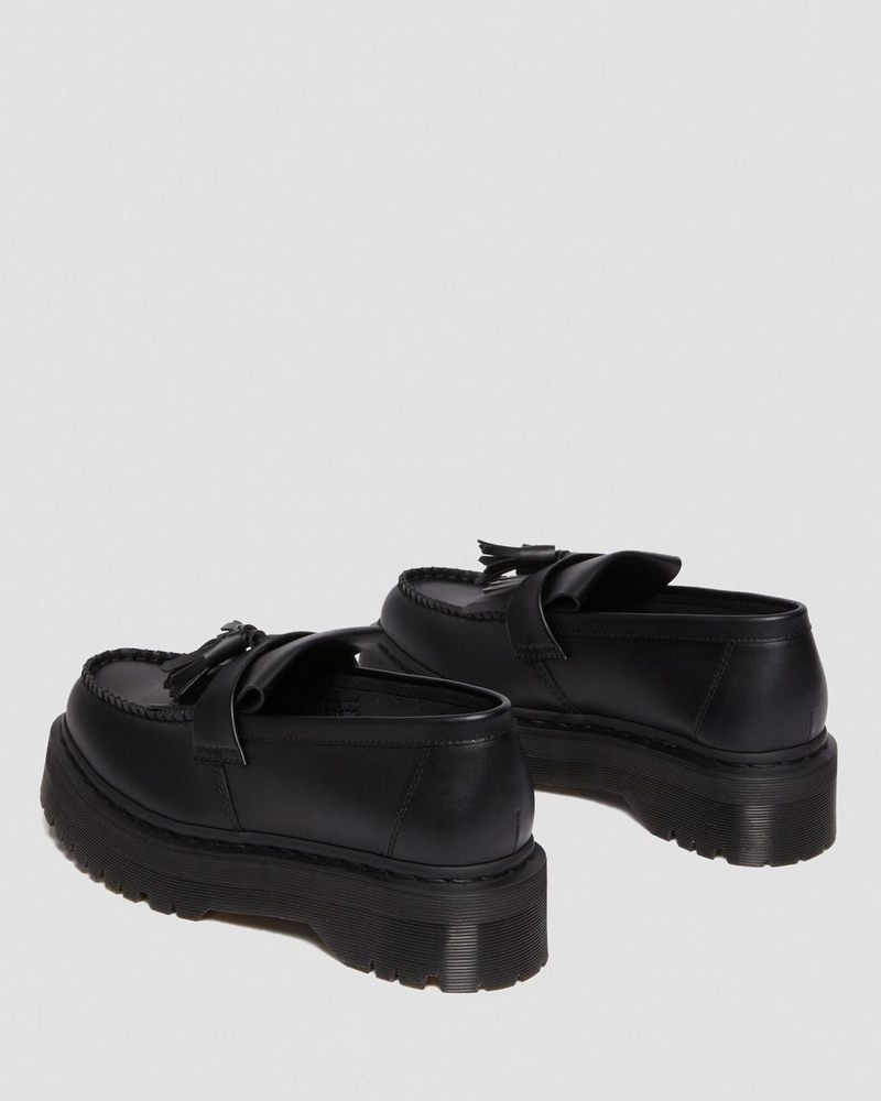 Dr Martin Martens Vegan Adrian Felix Platform Tassel Loafers (Felix Rub Off) Platforms Shoes Black | PB25-C6MD