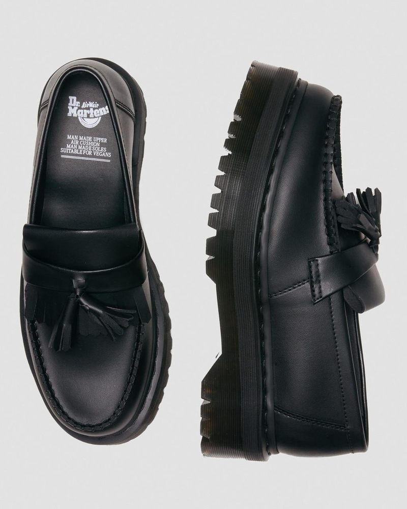 Dr Martin Martens Vegan Adrian Felix Platform Tassel Loafers (Felix Rub Off) Platforms Shoes Black | PB25-C6MD