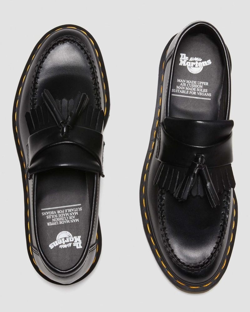 Dr Martin Martens Vegan Adrian Felix Tassel Loafers (Felix Rub Off) Shoes Black | FF12-E6PB