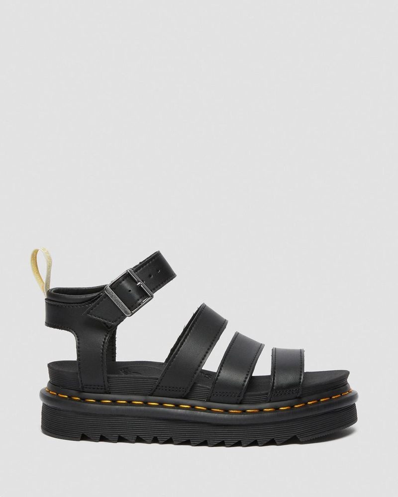 Dr Martin Martens Vegan Blaire - Felix Gladiator Sandals (Felix Rub Off) Platforms Sandals Black | IZ85-Z7BP