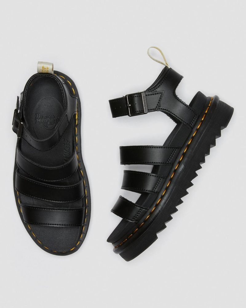 Dr Martin Martens Vegan Blaire - Felix Gladiator Sandals (Felix Rub Off) Platforms Sandals Black | IZ85-Z7BP