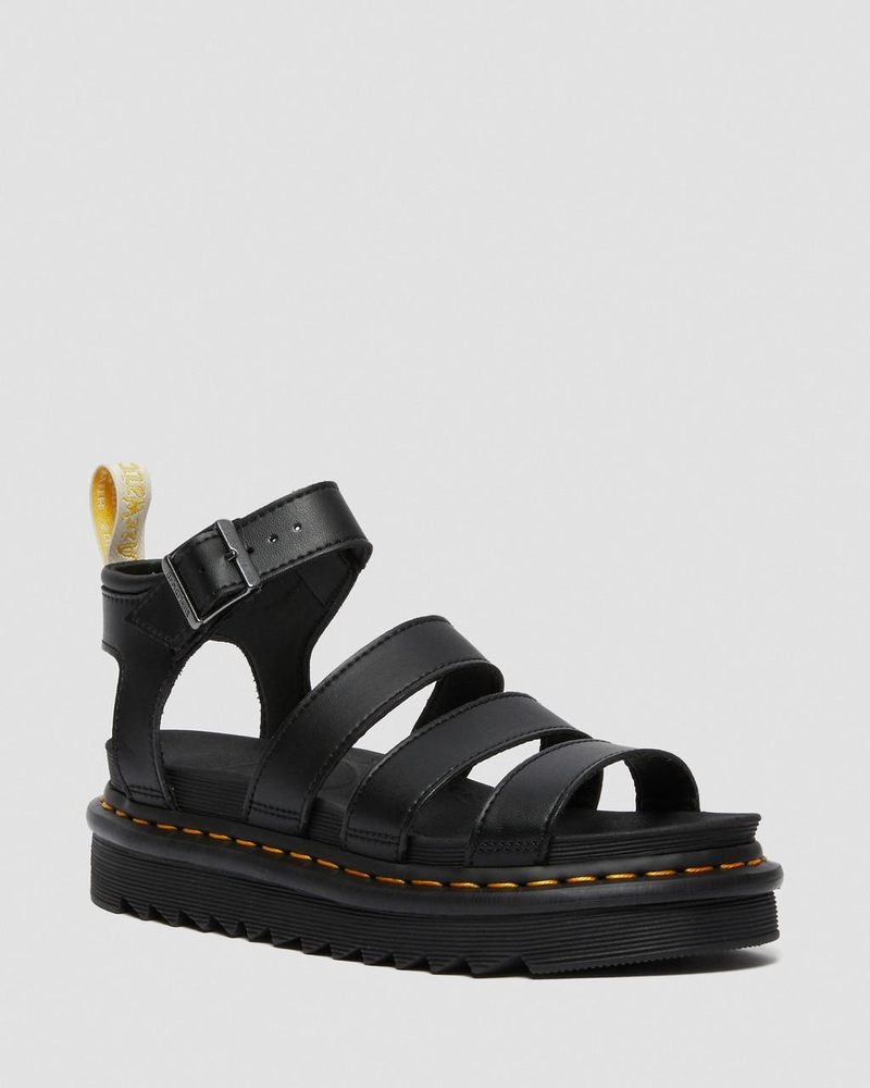 Dr Martin Martens Vegan Blaire - Felix Gladiator Sandals (Felix Rub Off) Platforms Sandals Black | IZ85-Z7BP