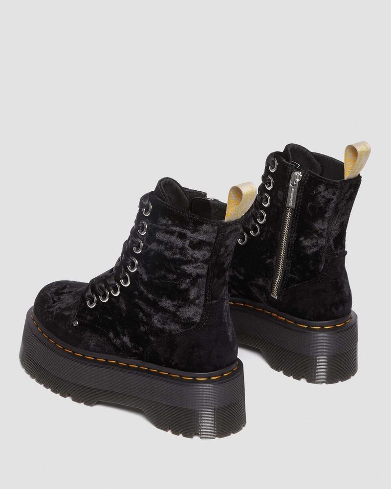 Dr Martin Martens Vegan Jadon Boot Max Crushed Velvet Platforms (Crushed Velvet) Platforms Boots Black | UO93-U9IR