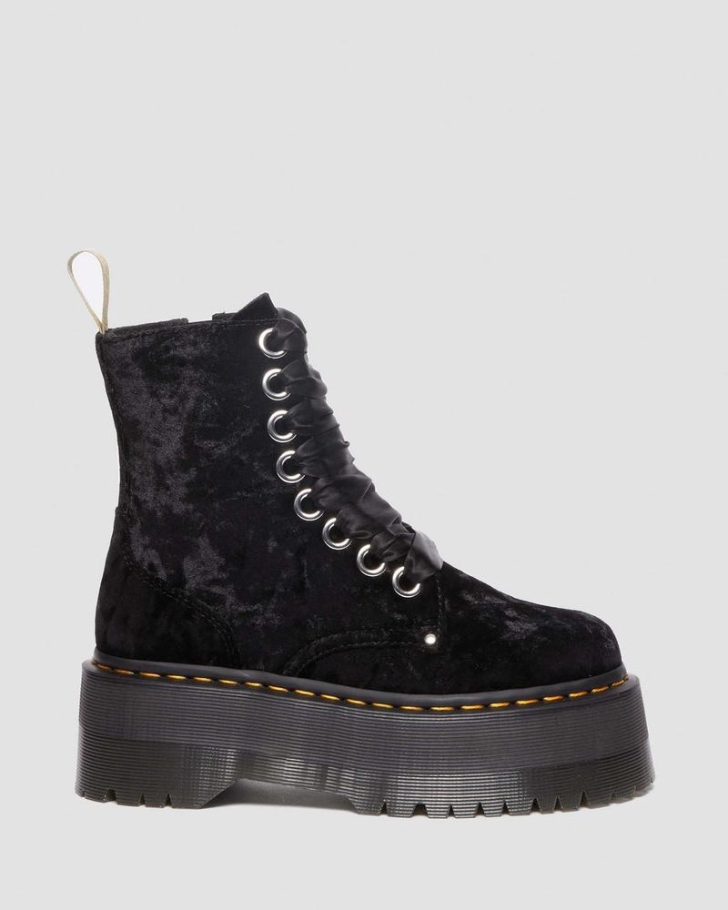 Dr Martin Martens Vegan Jadon Boot Max Crushed Velvet Platforms (Crushed Velvet) Platforms Boots Black | UO93-U9IR