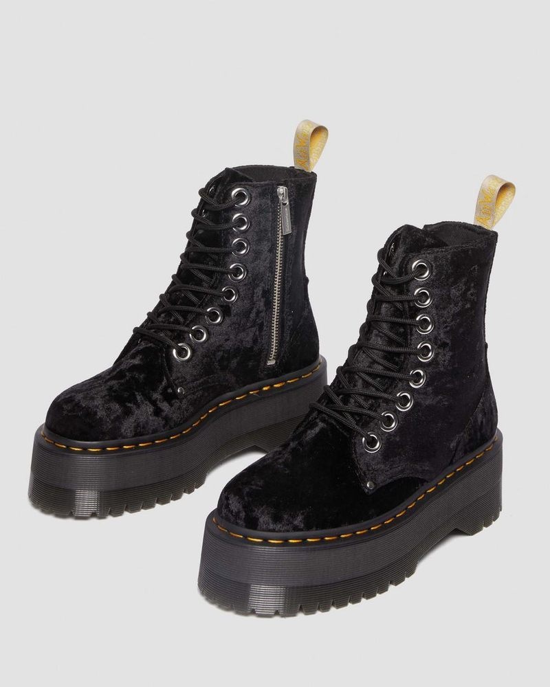 Dr Martin Martens Vegan Jadon Boot Max Crushed Velvet Platforms (Crushed Velvet) Platforms Boots Black | UO93-U9IR