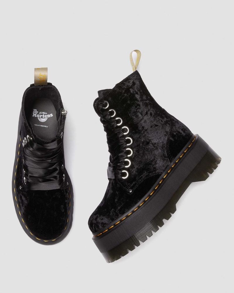 Dr Martin Martens Vegan Jadon Boot Max Crushed Velvet Platforms (Crushed Velvet) Platforms Boots Black | UO93-U9IR