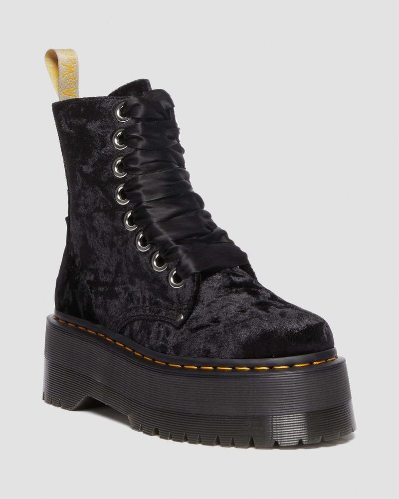 Dr Martin Martens Vegan Jadon Boot Max Crushed Velvet Platforms (Crushed Velvet) Platforms Boots Black | UO93-U9IR